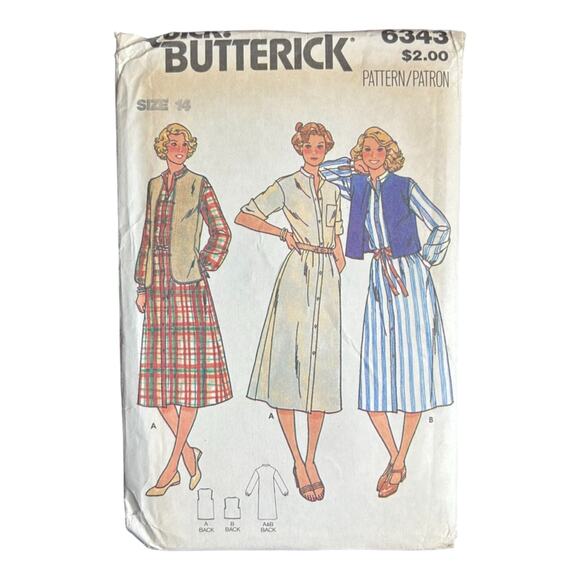 Butterick 6343 Misses' Dress & Vest Pattern - Size 14 - Picture 2 of 5
